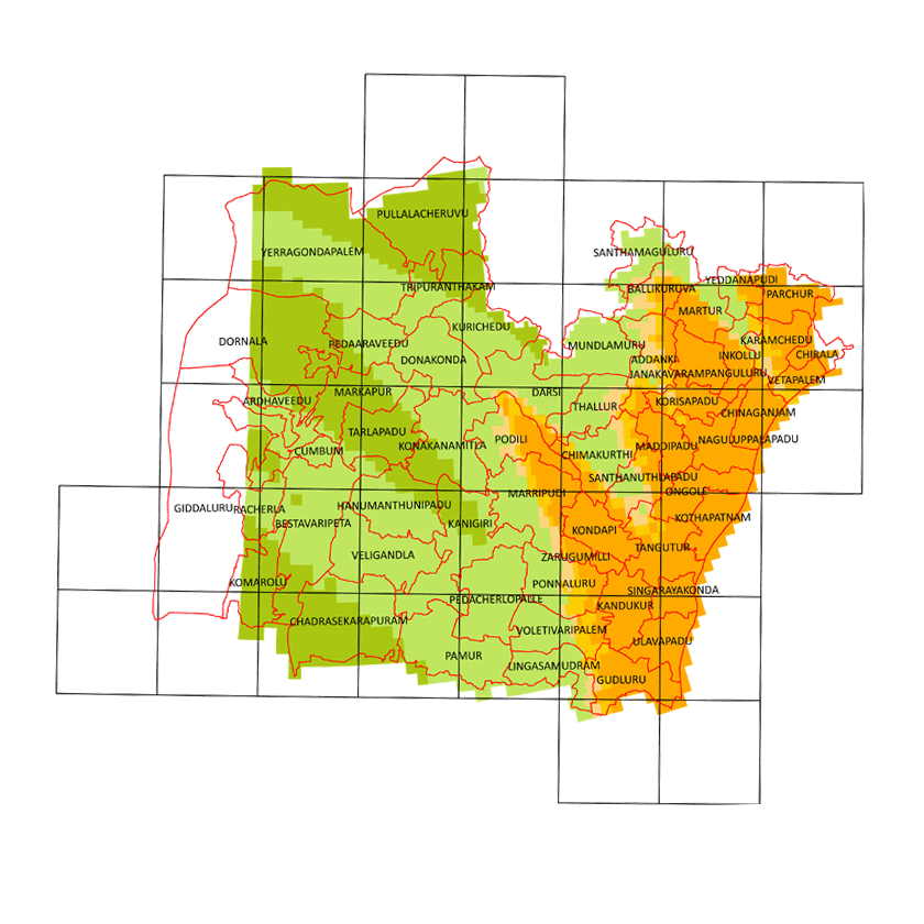 Storm surge inundation map for cyclone with wind speed
